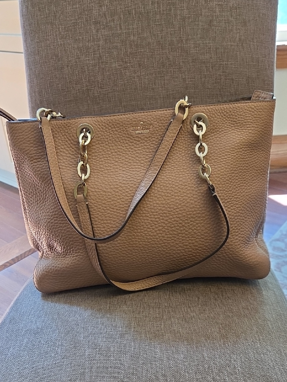 Kate Spade Pebbled Leather Tote in pinkish beige